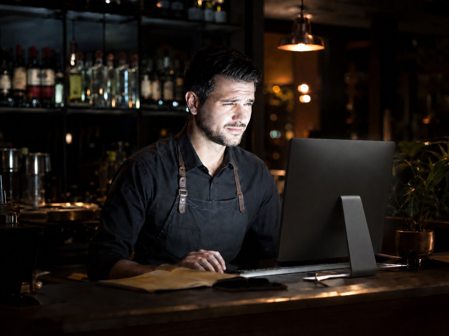 Bartender incómodo por el brillo del modo claro
